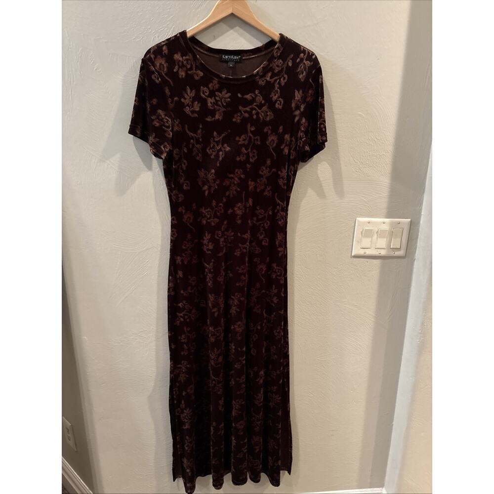 Karen Kane Velvet Burnout Dress Floral goth whimsigoth Short Sleeve M witchy